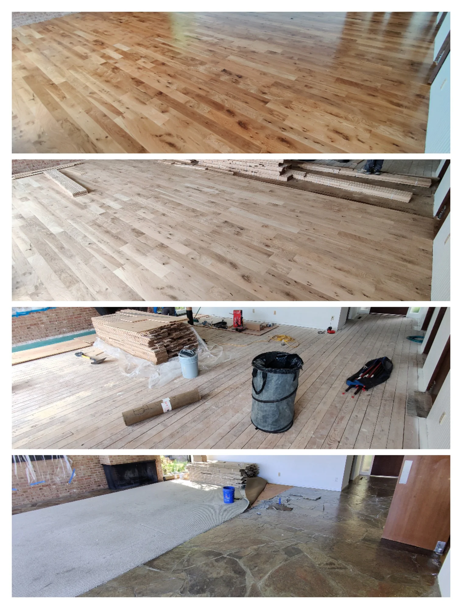 Newly installed solid oak hardwood floor