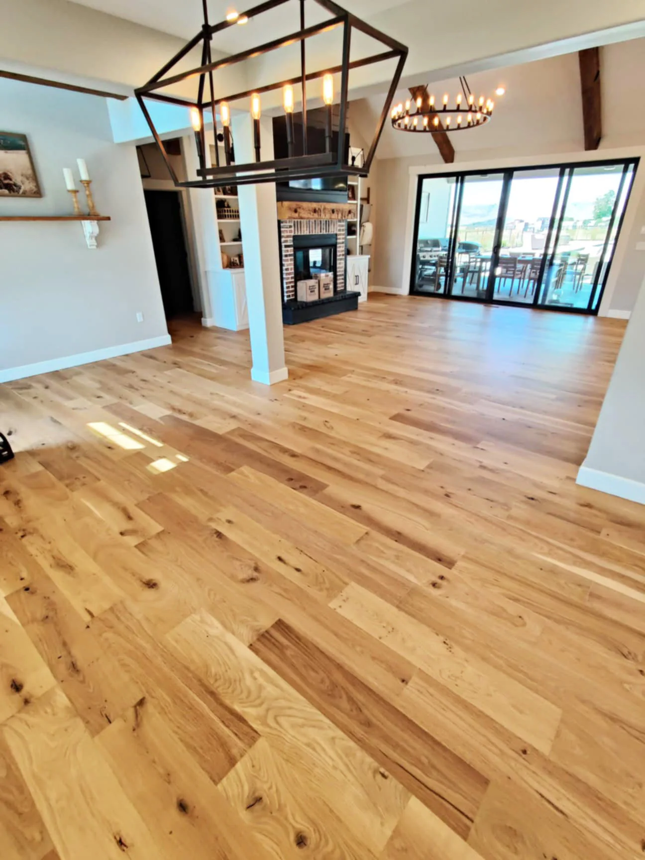 Refinished red oak hardwood floor