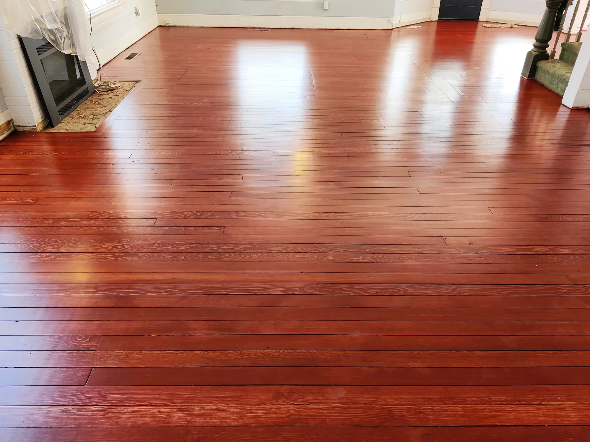 Refinished original fir flooring.